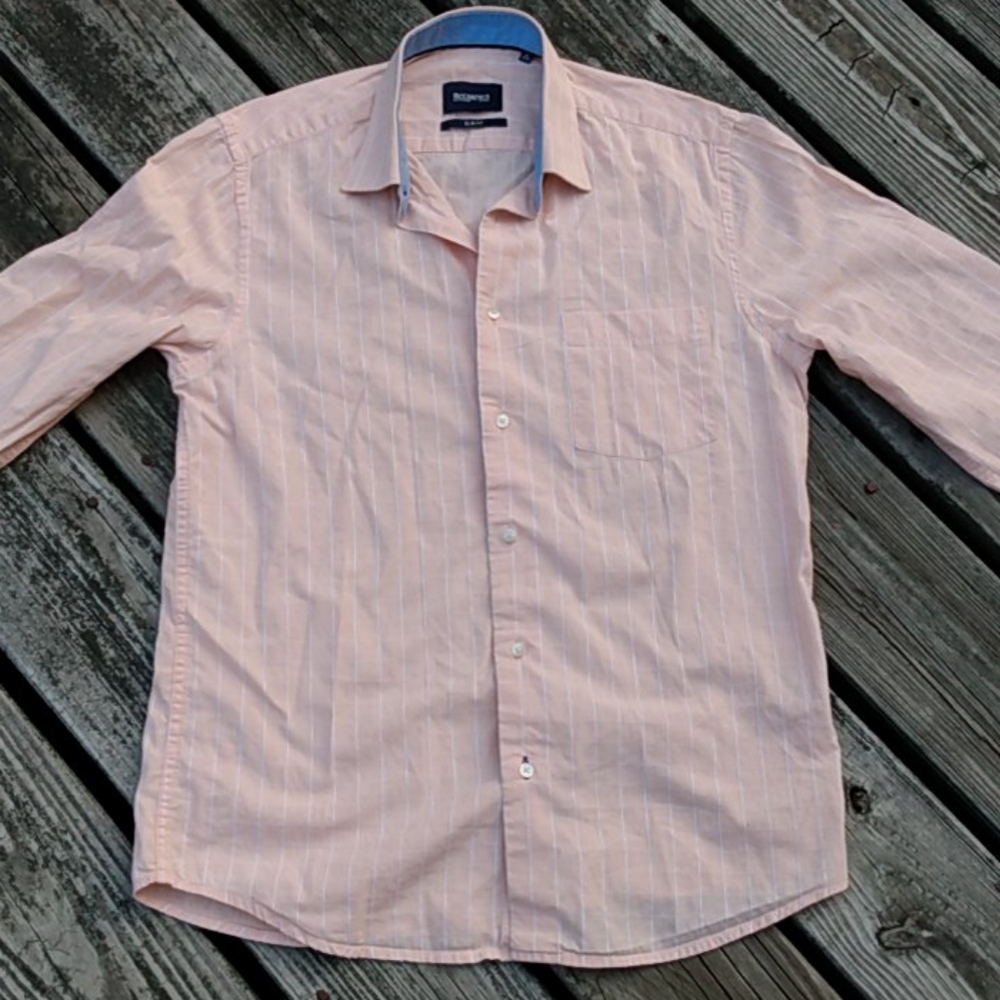 Fine Orange Shirt By BLACKBERRYS Slim Fit M EUC